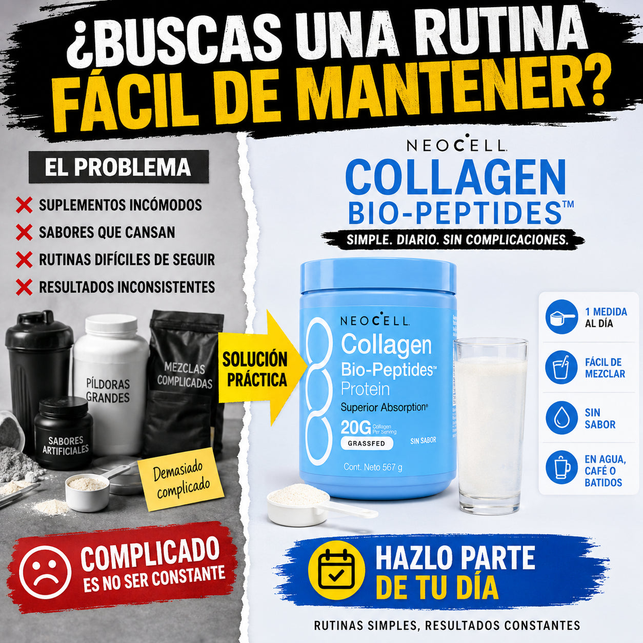 Transforma tu rutina desde adentro con NeoCell® Collagen Bio-Peptides™