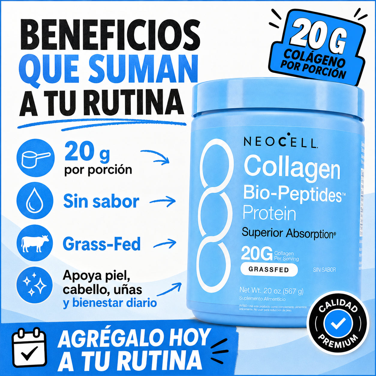 Transforma tu rutina desde adentro con NeoCell® Collagen Bio-Peptides™